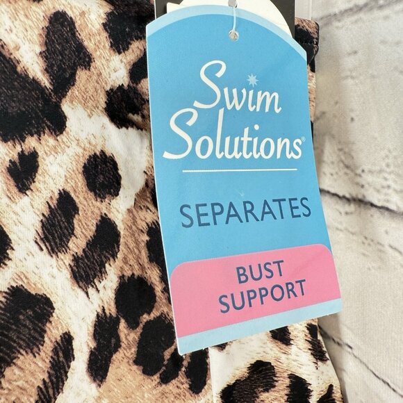 Swim Solutions Women's Printed Pleat-Front Tankini Top Size 8 Animal Print - Picture 9 of 11